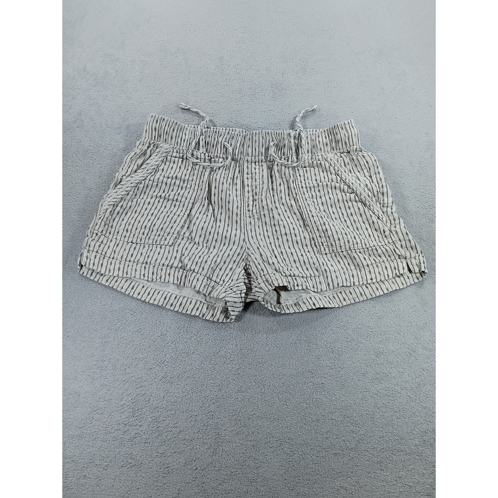 Universal Thread Women Shorts Gray White Striped S Elastic Waist Drawstring